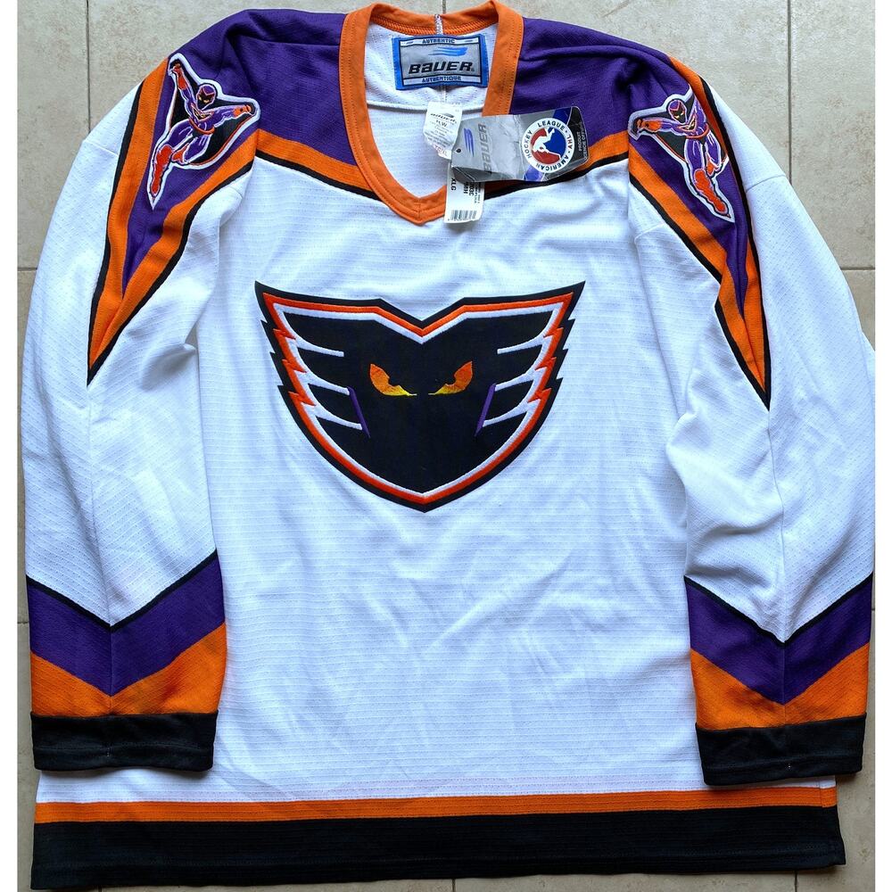 NEW Philadelphia Phantoms 90s BAUER jersey XL white PHLEX AHL hockey vintage